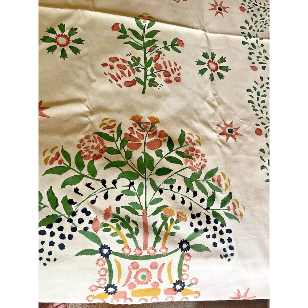 Waverly Fitch House Stencil Fabric Piece 2.3 Yards Vintage Stamped Look Floral - Picture 2 of 9